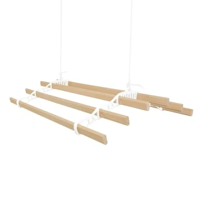 Image of Clothes Airer Ceiling Pulley 6 Lath 0.9m White Maid Traditional Mounted Clothing Dryer Victorian Horse Laundry Drying Rack Extendable Cast Iron Varnished Pine Kitchen Utility FREE Fixing Kit