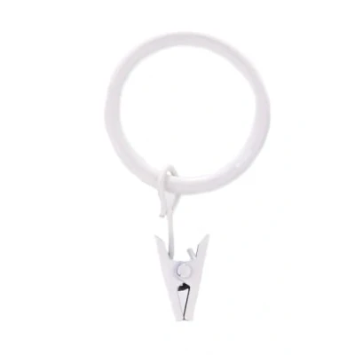 Image of Lister Cartwright 19 mm Curtain Rings White Metal Clip(10x Rings)