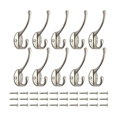 Image of Bosdontek 10 Pcs Modern Coat Hooks Wall Clothes Hat Robe Mounted Hook for Aisle Entryway Garage