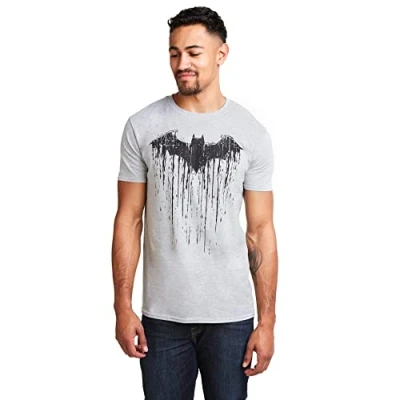 Image of DC Comics Men&#039;s Batman Paint T Shirt, Sports Grey, XL UK