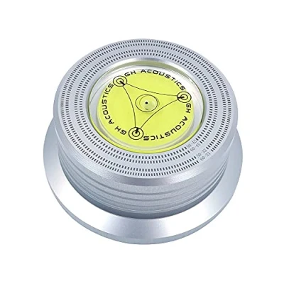 Image of DollaTek 50/60Hz Bubble Level Speed Detection Turntable LP Vinyl Disc Alloy Record Weight Stabilizer Clamp Silver