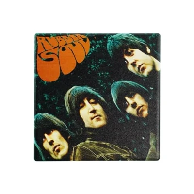 Image of Half Moon Bay Rubber Soul Album Cover The Beatles Multicolor 4 Inch Stoneware Drink Beverage Coaster, CST1BTS05
