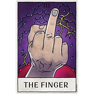 Image of Deadly Tarot Life The Finger Small Tin Sign Purple 10x15cm