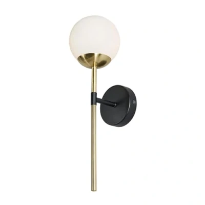 Image of LITECRAFT Sydney Wall Light Bathroom with Ball Shades Matte Black, Brass (1 Light)
