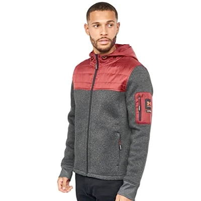 Image of Crosshatch Mens &#039;Tradma&#039; Zip Through Outdoor Jacket Coat Hooded Winter Warm Smart Casual Top Wine/Black S