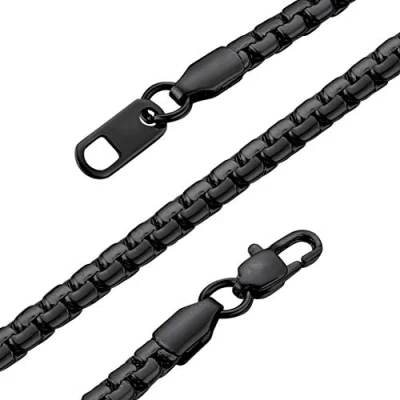 Image of GOLDCHIC JEWELRY 26Inches Box Link Necklace Black, 4mm Stainless Steel Chain for Men Women