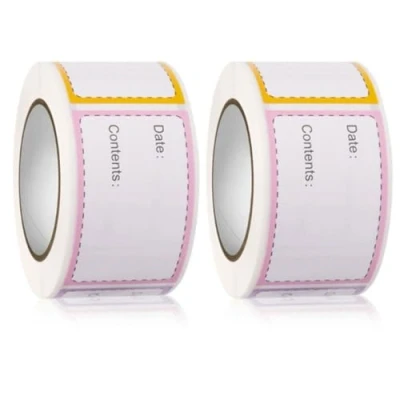 Image of 500 Sticky Labels Roll Freezer Food On for Office Kitchen Supermarket and Laboratory Fridge Jam Spice Jar