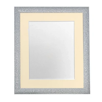 Image of FRAMES BY POST Glitz Silver Picture Photo Frame with Ivory Mount 45 x 30 CM Image Size 14 8 Inch Plastic Glass