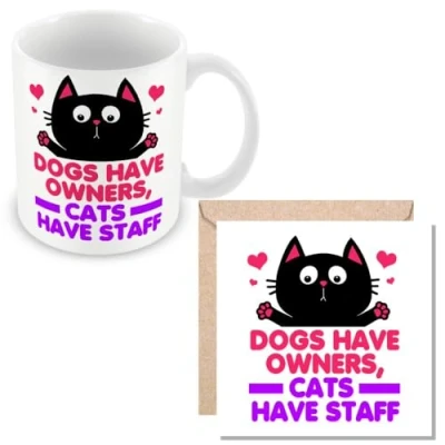 Image of MUGGZ Funny Cat Mug &amp; Card Gift for Owners Giftset Made in The UK
