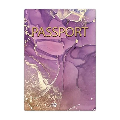 Image of Passport Holder Cover, PU Leather Travel Wallet Case Organiser for Passport, Business Cards, Credit Boarding Passes (Purple Color)