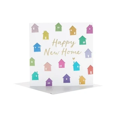 Image of UK Greetings New Home Card for Him/Her/Friend Colourful Houses Design