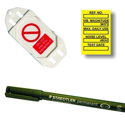 Image of Vibration Control Tag Kit, Yellow, Pack of 20 Holders/40 Inserts/1 Pen,