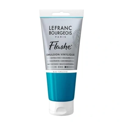 Image of Lefranc Bourgeois Acrylic Vinyl Emulsion, Turquoise Blue, 80ml Tube Vinylfarbe