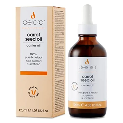 Image of Derora Carrot Seed Oil Nourishes Skin, Hair &amp; Nails 100% Pure Natural Cold Pressed Unrefined Antioxidant Vitamin A, C E Rich Vegan Cruelty Free (120ml)