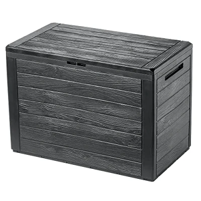 Image of KADAX Outdoor Storage Box 190L, Waterproof Plastic Chest for Storing Garden Tools, Equipment and Cushions, Decorative Container Outside (Anthracite)