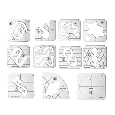 Image of BSTCAR 11 Pcs Quilting Templates, Acrylic Transparent Ruler Free Motion Sewing Machine Presser Foot and Meander Template Fits All Low Shank Machines