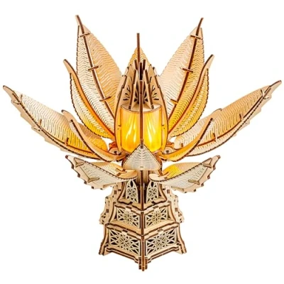 Image of Wood Trick Fiery Bloom Luminous LED 3D Wooden Puzzles for Adults and Kids to Build Interactive Mechanical Movement Engineering DIY Project Puzzle Model Kits