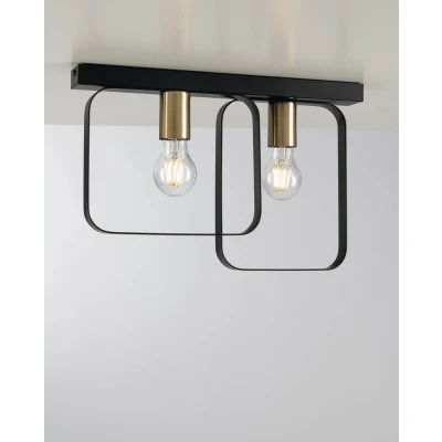 Image of Smith Twin Flush Ceiling Light Frame, Brushed Gold, E27