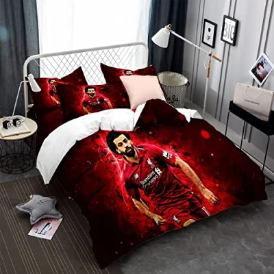 Image of Mohamed Salah Golden Boots Bedding Set Duvet Cover 50x75cm Pillowcase, 3 Pieces Bedspread Man Woman Girl Boy Microfiber (Picture 05,Single(135x200cm))