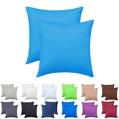 Image of NatureMark Pack of 2 Jersey Cushion Covers Side Sleeper Pillow Neck Many Sizes and Colours Oeko Tex (80 x 80 cm, Turquoise)