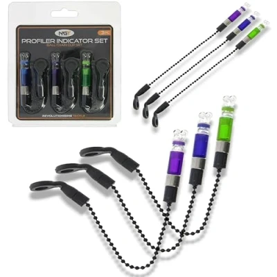 Image of NGT Profiler Bite Indicators Bobbins Set Of 3 Carp Coarse Fishing Green Blue Purple