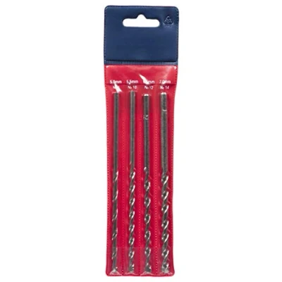 Image of UK Drills Masonry Drill Bit Set 4 Pieces from 5mm to 7mm x 150mm for Stone Concrete Drick Drilling