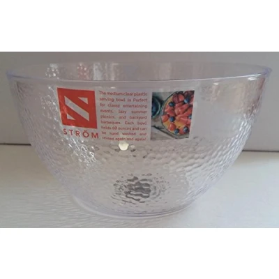 Image of Strom Premium Clear Plastic Salad Serving Mixing Bowl 18cm 60oz Pack of 4