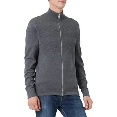Image of SELECTED HOMME Men&#039;s Slhmaine Ls Knit Cardigan W Noos Sweater, Dark Grey Blend, M