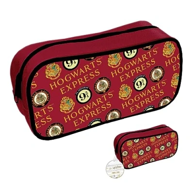 Image of Harry Potter Pencil Case (Platform 9 3/4 and Hogwarts Design) Zip Up Rectangle for Girls Boys, Women Men Official Merchandise