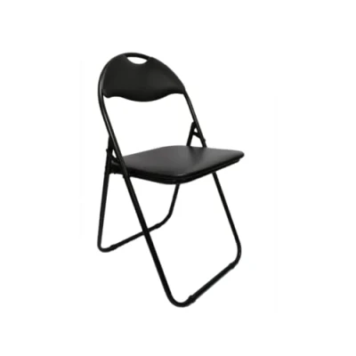 Image of Meta Faux leather Office Chairs Steel Frame folding Chair for Home, Office, Dining &amp; Reception (1, Black)