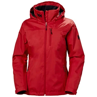 Image of Helly Hansen Women&#039;s Crew Hooded Midlayer Waterproof Windproof Breathable Sailing Jacket, Red, S UK