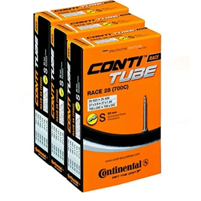 Image of Continental Unisex&#039;s Race 28 Inner Tube, Black, 700c Road, Pack of 3