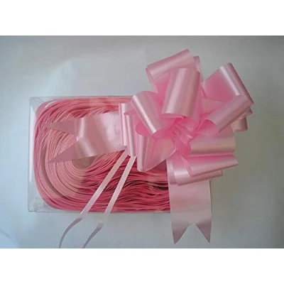 Image of SHATCHI Large 30mm/3cm Ribbon Pull Bows for Party Wall, Gift Wraps, Christmas Trees, Wedding, Birthday Hampers Decoration Florist, Light Pink, 60pcs