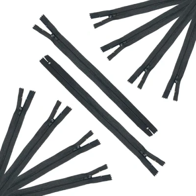 Image of Trimz 20cm ( 8inch) Black one Way end Stop Zip with 4mm Teeth 10 Pcs, Polyester, 20 cm