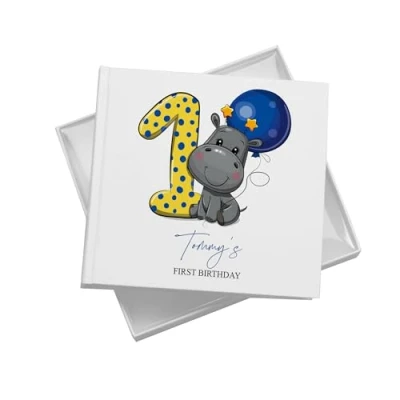 Image of ukgiftstoreonline Personalised Baby Boy First Birthday Photo album Gift
