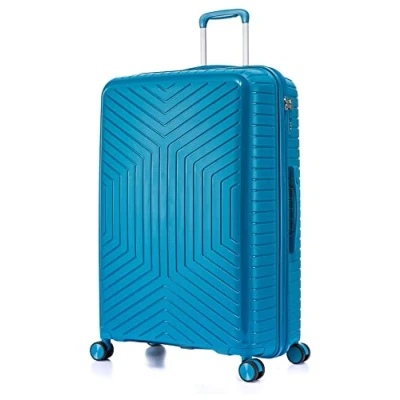 Image of DK Luggage 24&quot; Medium Hard Shell Polypropylene PP Suitcase 4 Wheel Spinner PP20 Blue
