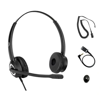 Image of Polycom Phone Headset Noise Cancelling Mic RJ9 U10P Bottom Cable Compatible with VVX, Shoretel, Avaya Digital Phones