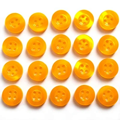Image of Shiny 4 Hole Shirt Buttons 11mm Wide Pack of 20 (Orange)
