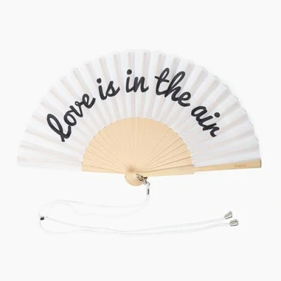 Image of Fisura Original Handheld Folding Fan with message in english. Colourful wooden fan. holding Hand Fans. hanger included (Love, white)