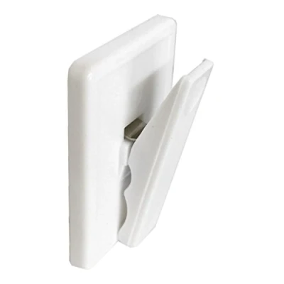 Image of Merriway BH03999 (3 Pcs) White Plastic Self Adhesive Sprung Bill Clip Note Holder Pack of 3 Pieces