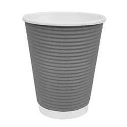 Image of Fiesta Recyclable Coffee Cups Ripple Wall Charcoal 8oz (500 Pack)