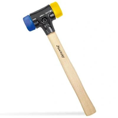Image of Soft faced hammer&#039;Safety&#039; medium soft/hard with hickory wooden handle, round hammer face 40, 325 mm (26654) Wiha