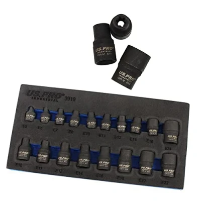 Image of US PRO 1357 Tools 17pc E Torx Impact Set E5/e24 Female Star Torque Sockets, 0.01 V