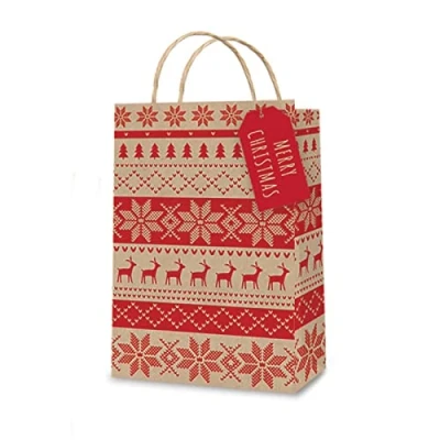 Image of Tallon Christmas Gift Bags, Kraft Scandinavian Design Perfume Size, Pack of 12