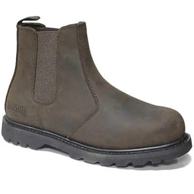 Image of MAXSTEEL MENS SLIP ON CHELSEA DEALER SAFETY BOOTS WORK SHOES STEEL TOE CAP SIZES (UK 12)