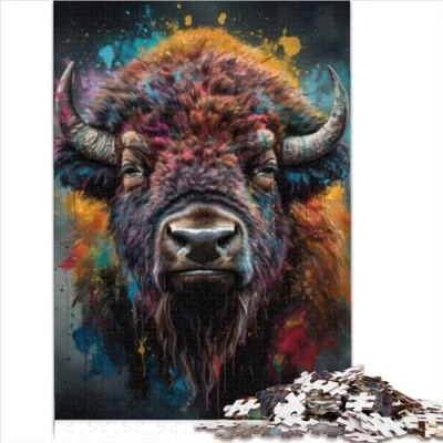 Image of Jigsaw Puzzle Gift Bison painting 1000 Piece Puzzles Wooden for Adults &amp; Kids Age 12 Years Up Christmas Wishlist with Santa Claus 1000pcs（50x75cm）