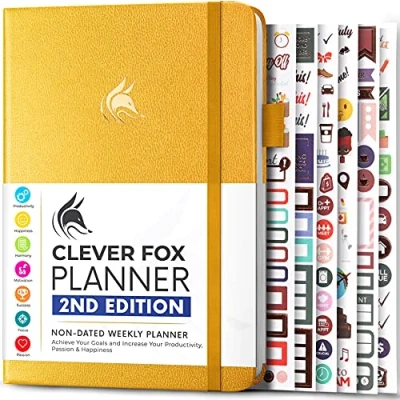 Image of Clever Fox Planner 2nd Edition Colorful Weekly &amp; Monthly Goal Planner, Time Management Productivity Organizer, Undated, A5 (Amber Yellow)