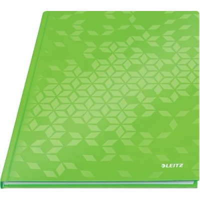 Image of Leitz 46251054 A4 Hard Cover Notebook, Green, 80 Sheets, Ruled, 90 gsm Ivory Paper, WOW Range