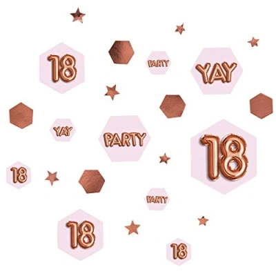 Image of Neviti 773406 Glitz and Glamour Age 18 Confetti Table Scatters, Pink/Rose Gold