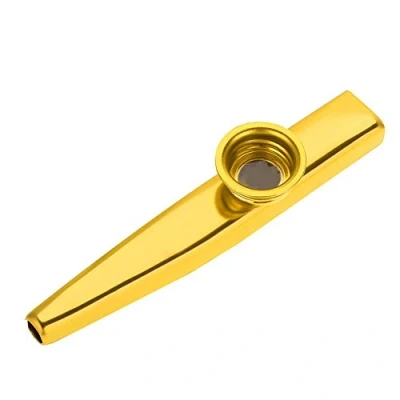 Image of Kazoo for Children, Durable Metal Flute Mouth Music Instrument Accessory(Gold)
